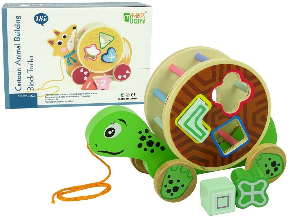 Import LEANToys Żółw Do Ciągnięcia Na Kółkach Sorter Klocki Drewniane LT-10165-0