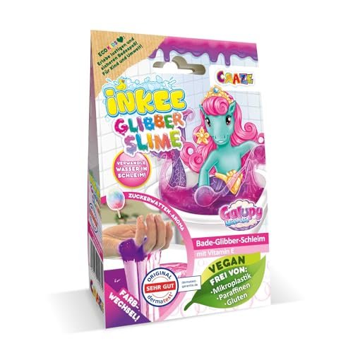 INKEE Slime Galupy Syrenka do wanny w kolorze liliowym z zapachem na waty cukrowej, zamienia wodę w szlam, zmienia kolor, na 25 litrów wody