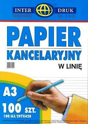 Inter-druk Papier kancelaryjny w linię A3 100 arkuszy