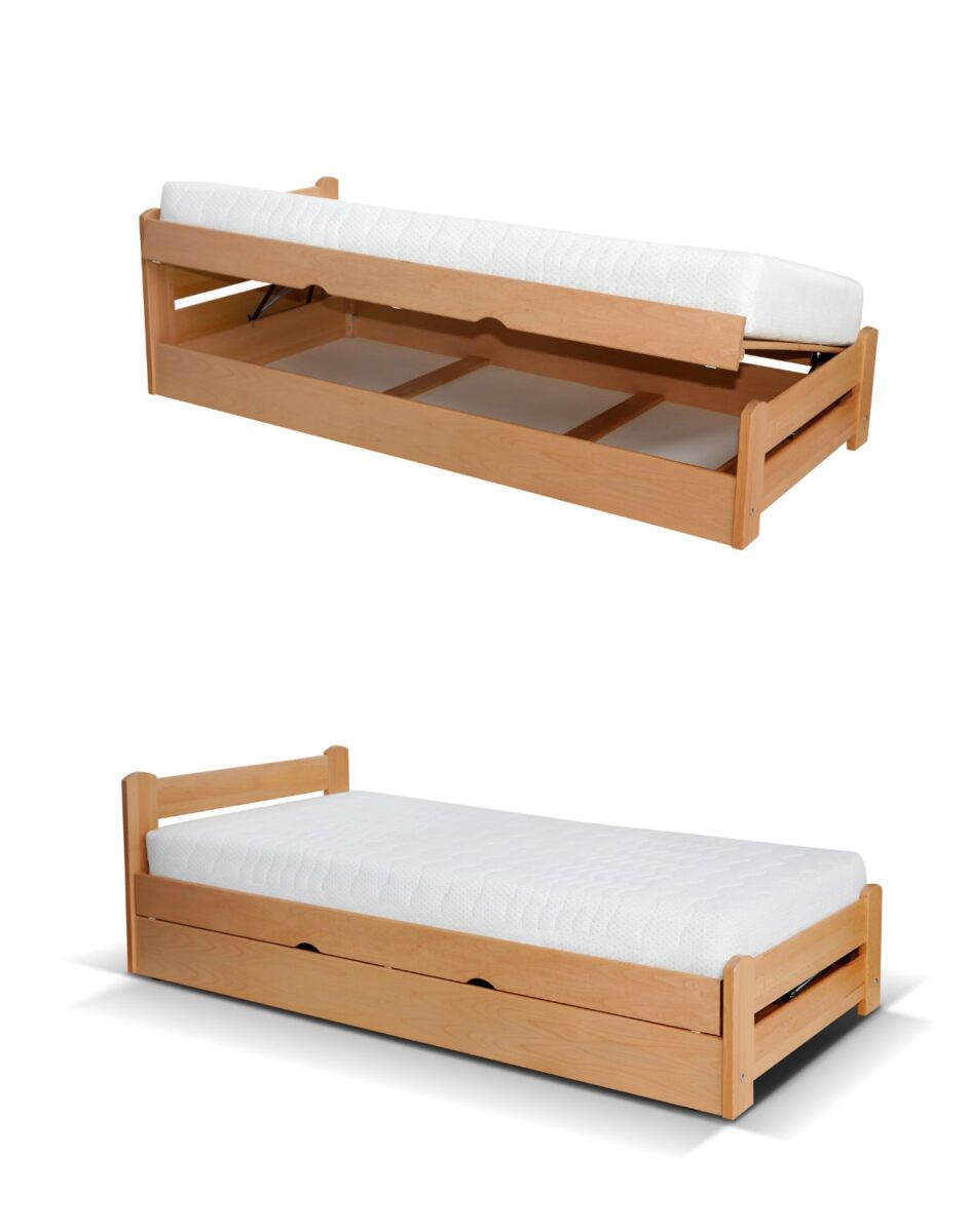 Jednoosobowe łóżko drewniane ze schowkiem Relax 90x200