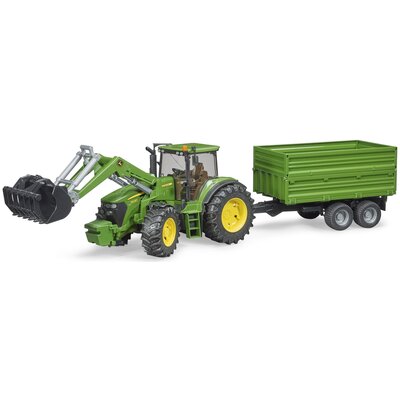 John Traktor Deere z ładowaczem i przyczepą