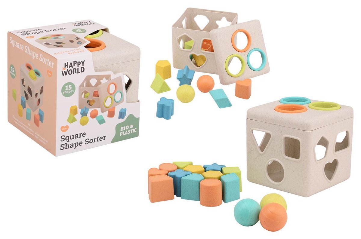 JOHNTOY Sorter kształtów BIOplastik Happy World 12 m+