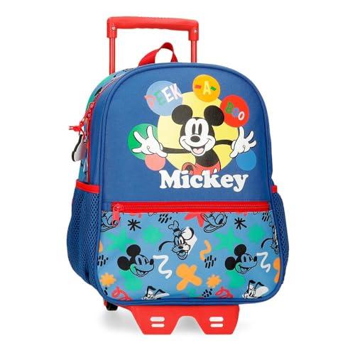 Joumma Disney Mickey Peek a Boo Plecak szkolny z wózkiem, niebieski 27x33x11 cm poliester 9,8 l, Niebieski, plecak szkolny na kółkach