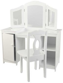 KidKraft Duża Drewniana Toaletka KidKraft Deluxe z krzesełkiem dla dziewczynek 13018