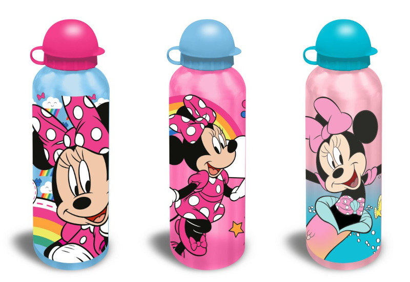 Kids Euroswan, Bidon aluminiowy butelka na wodę 3wz Myszka Minnie Minnie Mouse, 500 ml
