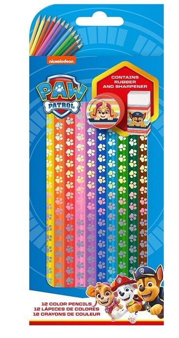 Kids Euroswan Kredki Paw Patrol + gumka + temperówka 12 kolorów