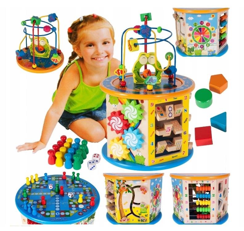 KINDER_PLAY DREWNIANA KOSTKA EDUKACYJNA 8w1SORTER