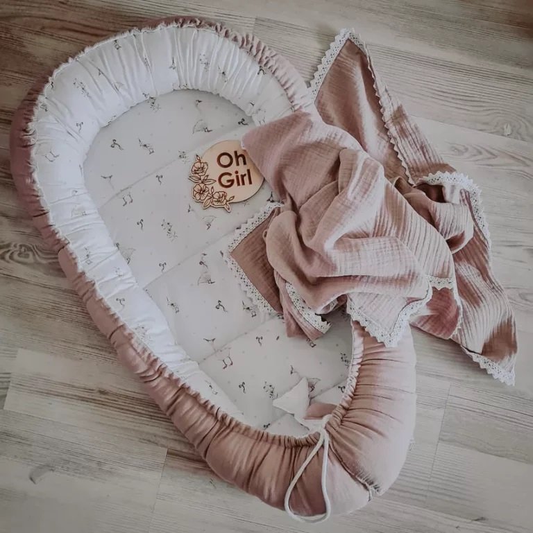 Kokon Niemowlęcy Gniazdo Gąski 2 strona muślin Beżowy Bawełniany / Bajkowe Wnętrza