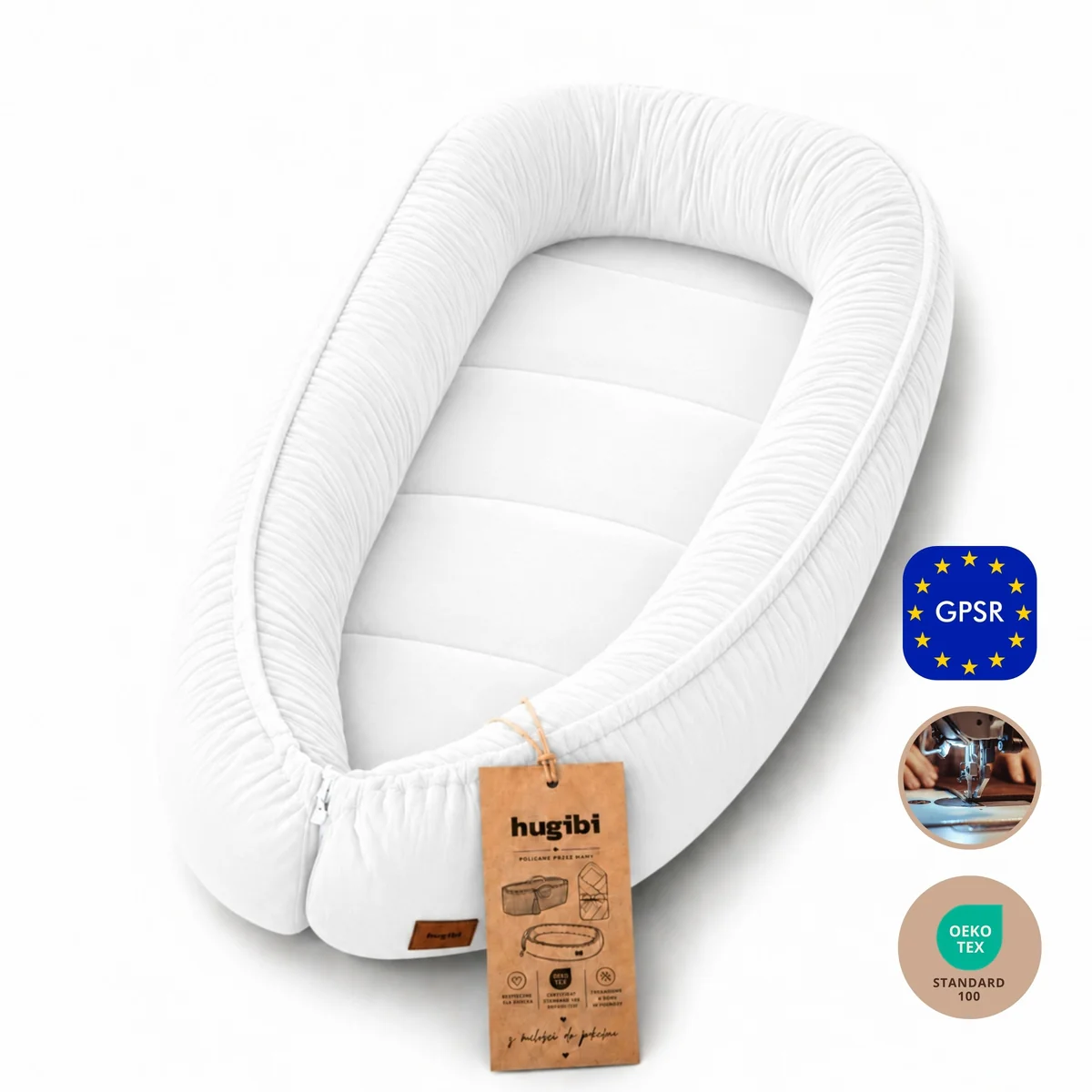 Kokon niemowlęcy kojec otulacz Premium BIAŁY velvet Duży