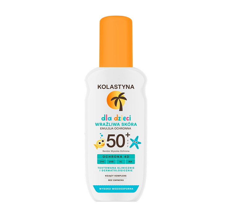 KOLASTYNA - Dla dzieci - WRAŻLIWA SKÓRA - Wysoko wodoodporna emulsja ochronna w sprayu - SPF50+ - 150 ml