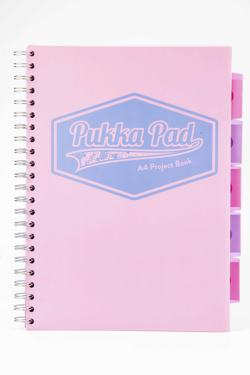 Kołozeszyt z przekładkami PUKKA PAD Project Book Pastel A4 różowy w linię