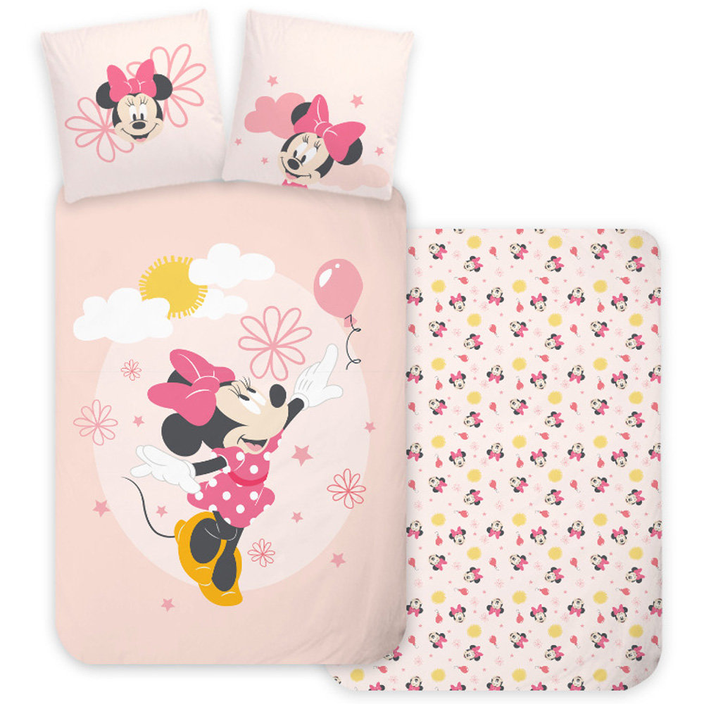 Komplet pościeli dziecięcej 100x135 do łóżeczka Myszka Minnie pudrowy róż