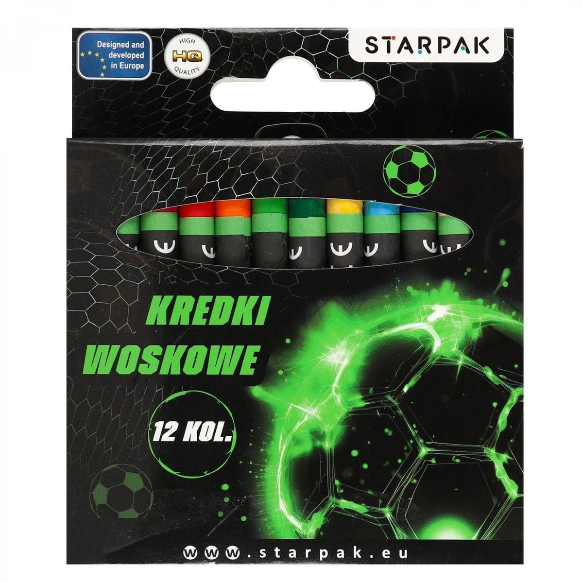 Kredki woskowe 12 kolorów Football Starpak