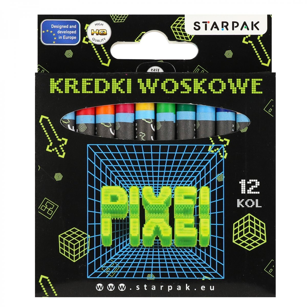 Kredki woskowe 12 kolorów Pixel Game Starpak