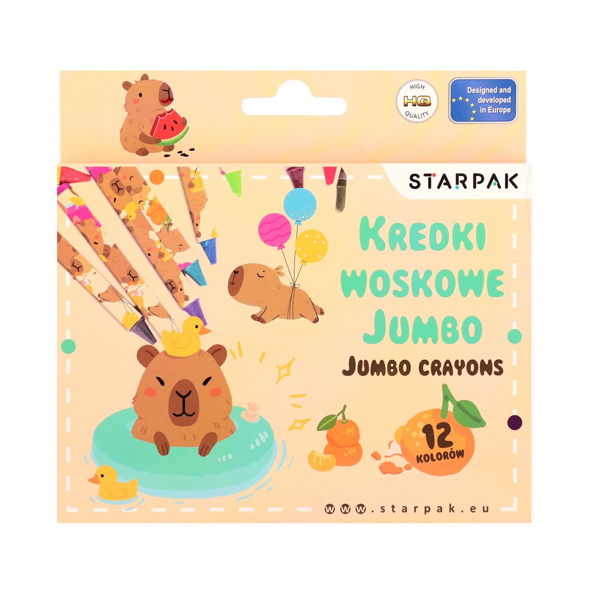 Kredki woskowe Jumbo 12 kolorów Kapibara Starpak