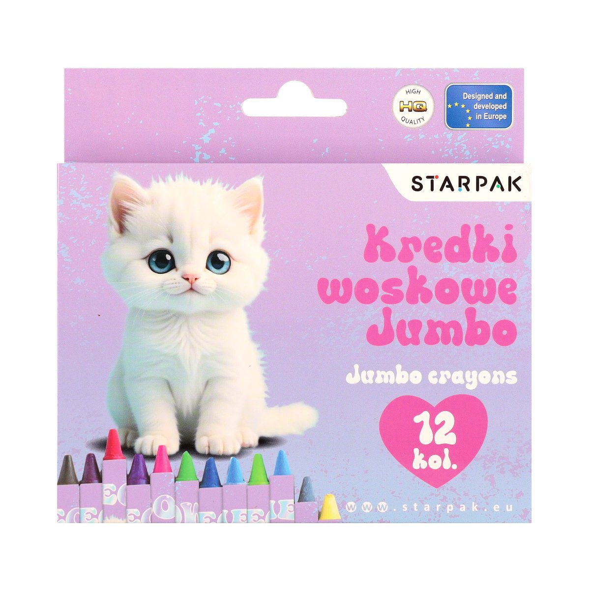 Kredki woskowe Jumbo 12 kolorów Kitty Meow Starpak