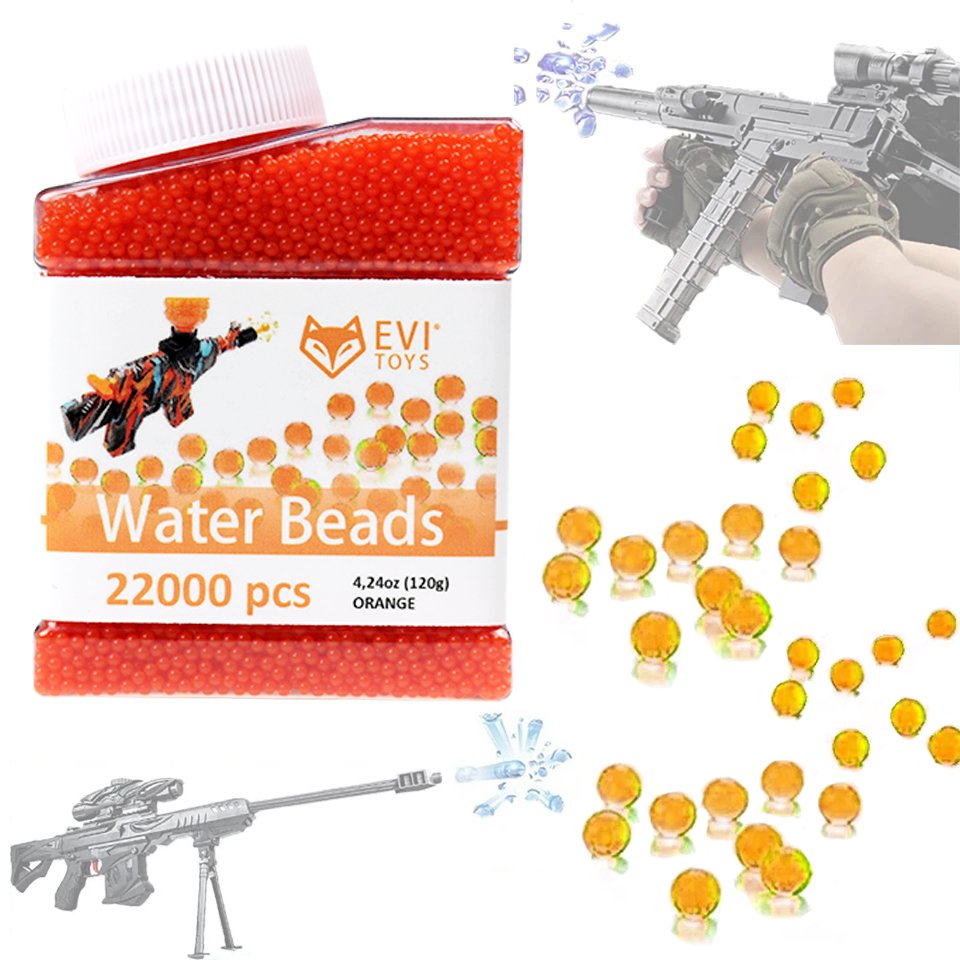 Kulki żelowe wodne do Pistoletu i Karabinu 7-8mm - pomarańczowe 22000 sztuk
