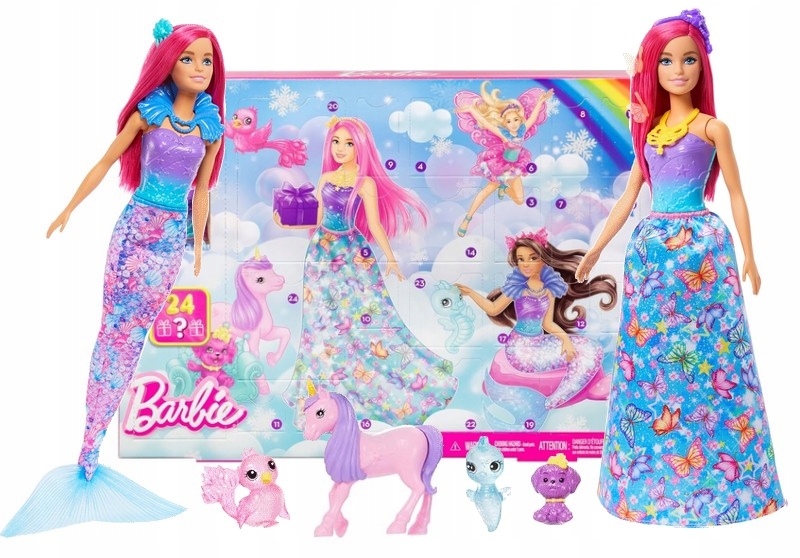 Lalka Barbie Dreamtopia Kalendarz Adwentowy 24 niespodzianki lalka HRG90