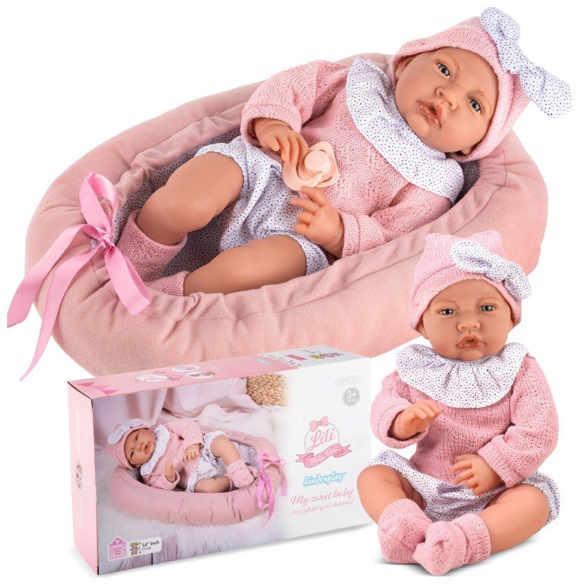 Lalka Bobas Duża Interaktywna Realistyczna Kokon Kinderplay Mówi 41Cm