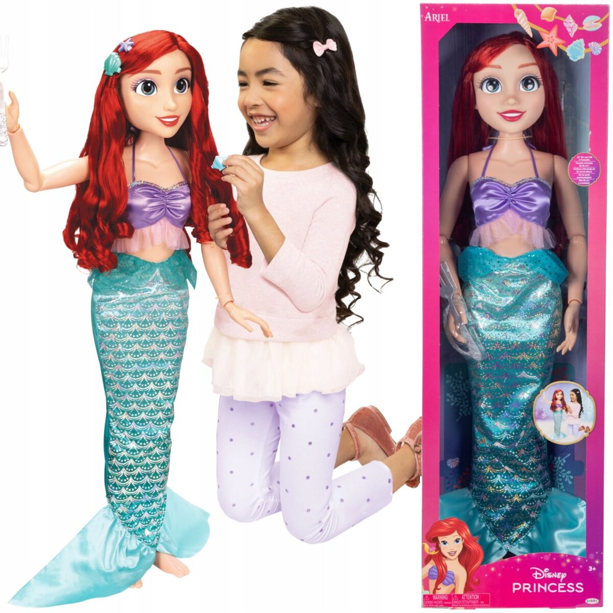 Lalka Disney Princess Arielka Mała Syrenka Litte Mermaid Lalka 81 CM