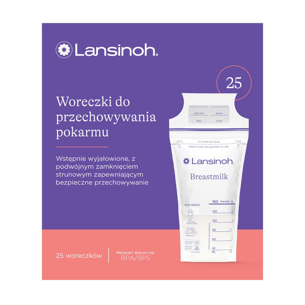 Lansinoh Woreczki do przechowywania pokarmu, 25 szt.