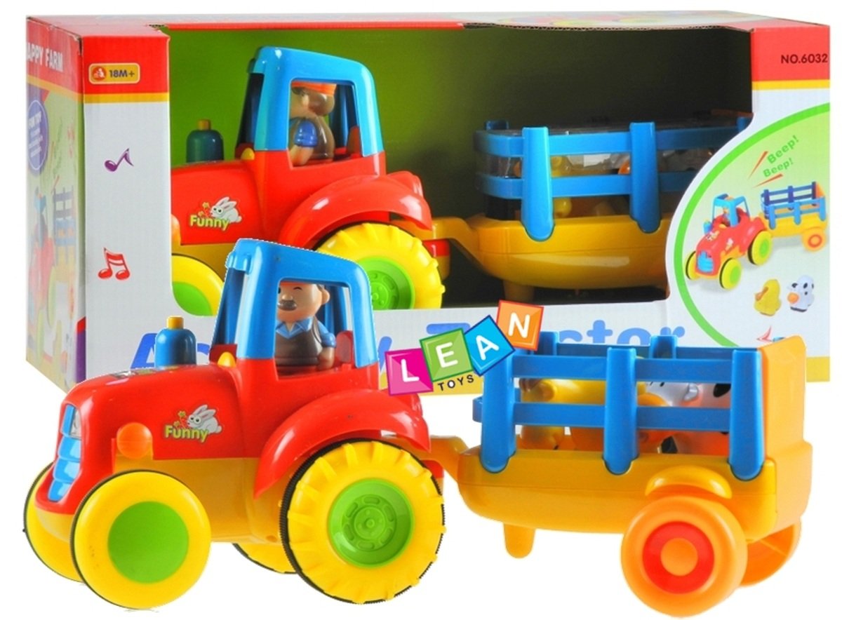 LEANToys Traktor Przyczepa Zwierzątka Gra Świeci Odgłosy 866