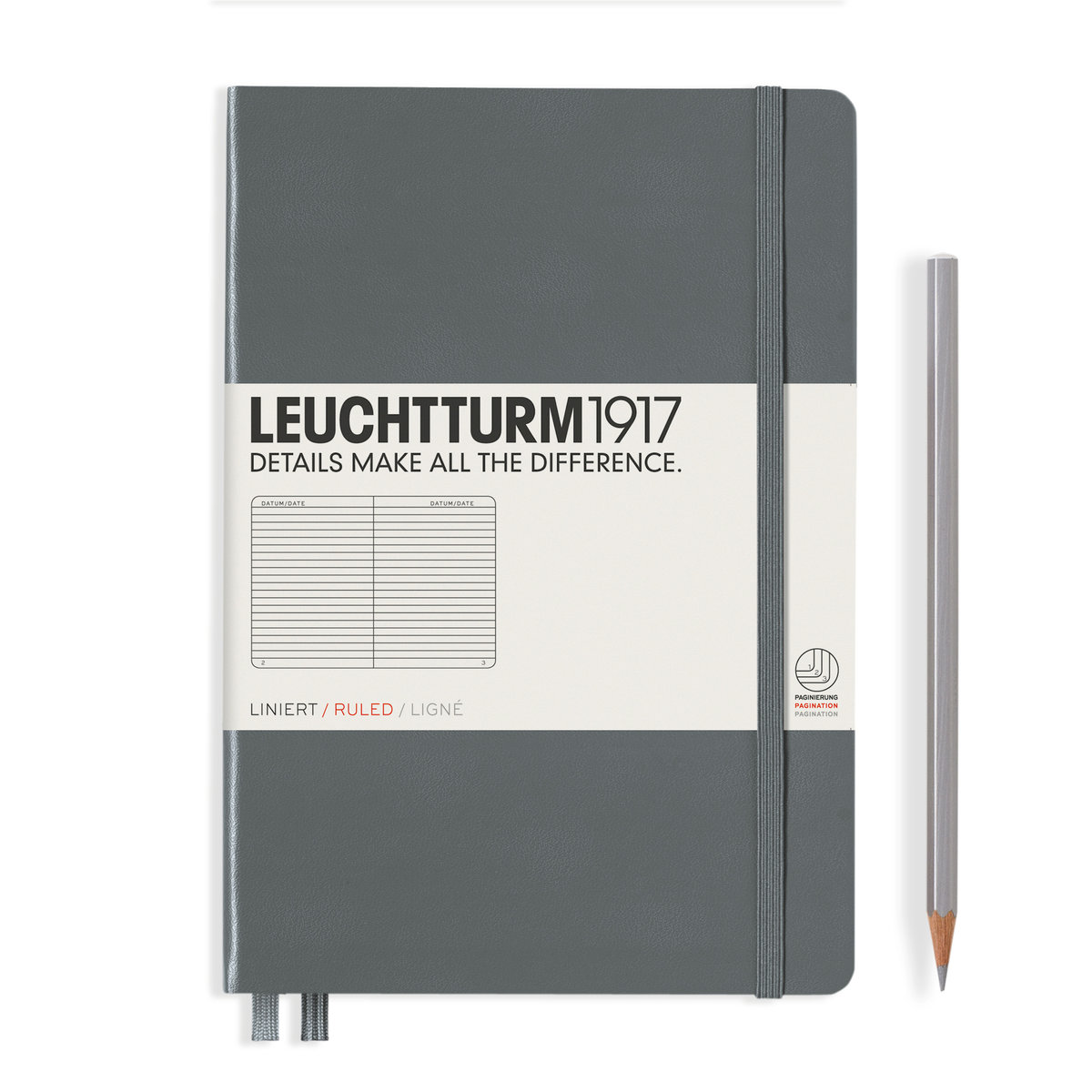 Leuchtturm 1917 344782 notes (A5, w linie), 249 stron, okładka antracytowa 344782