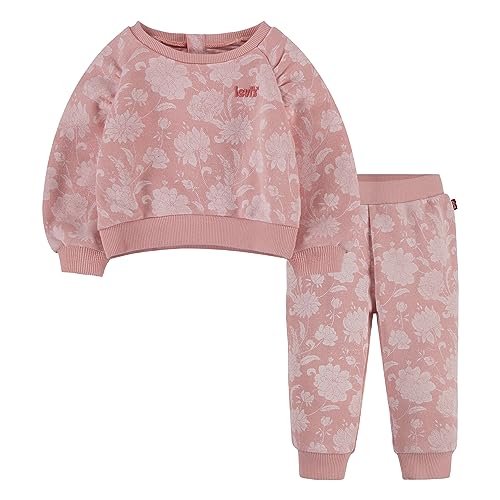 Levi's Baby Girls Lvg Floral Sweat Set 1ej247, Różowy lukier, 12 miesi?cy