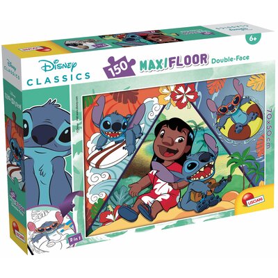 LILO I STITCH Puzzle 150 EL dwustronne kolorowanka 2w1 MAXIFLOOR 70X50 cm