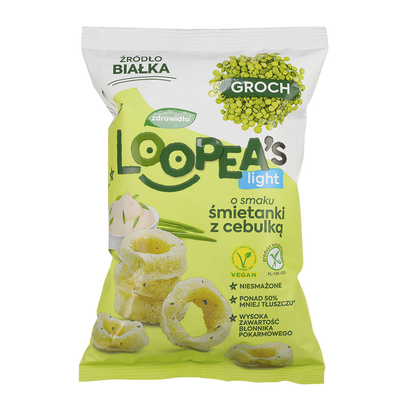 Loopea's chrupki z grochu o smaku śmietanki z zieloną cebulką 50 g
