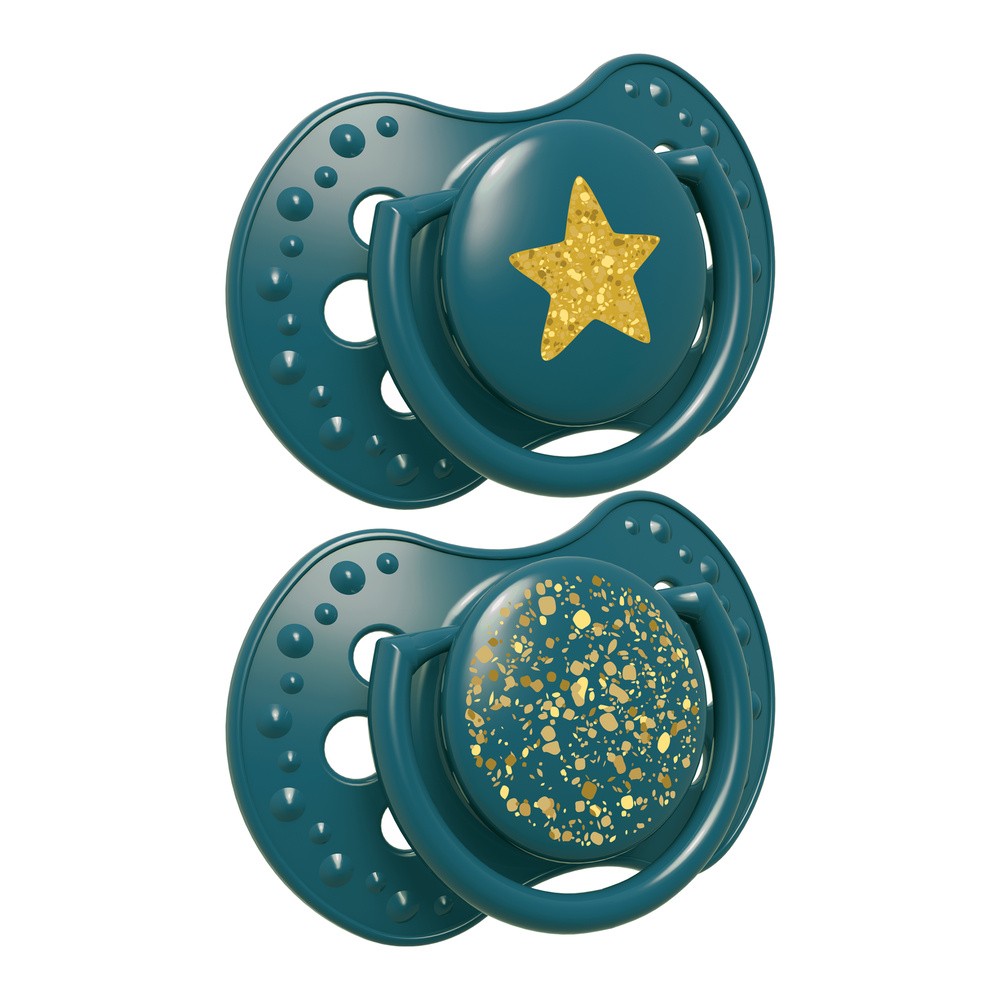LOVI Lovi Smoczek silikonowy dynamiczny 0-3m Stardust green 2szt