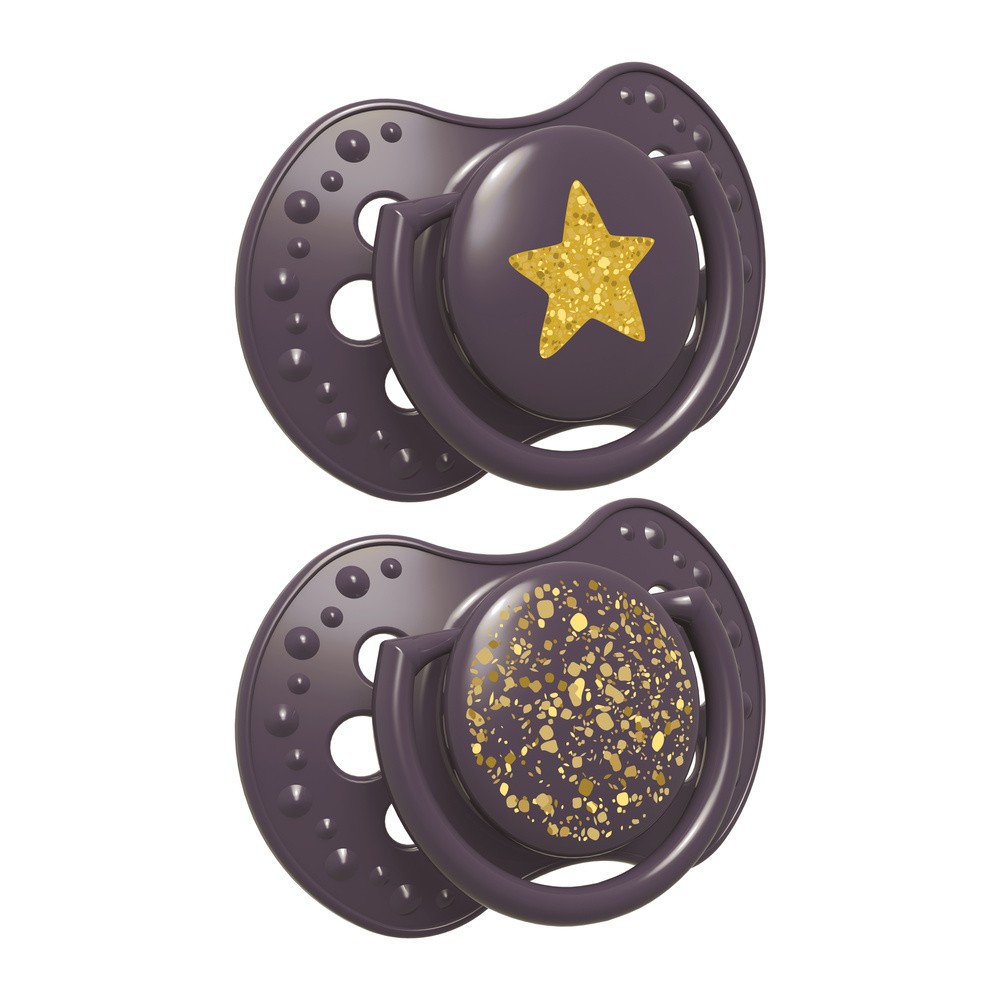 LOVI Lovi Smoczek silikonowy dynamiczny 0-3m Stardust violet 2szt