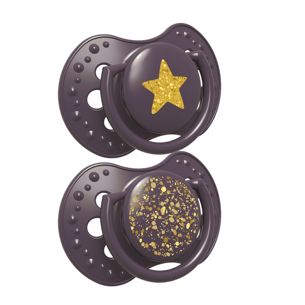 LOVI Lovi Smoczek silikonowy dynamiczny 3-6m Stardust violet 2szt