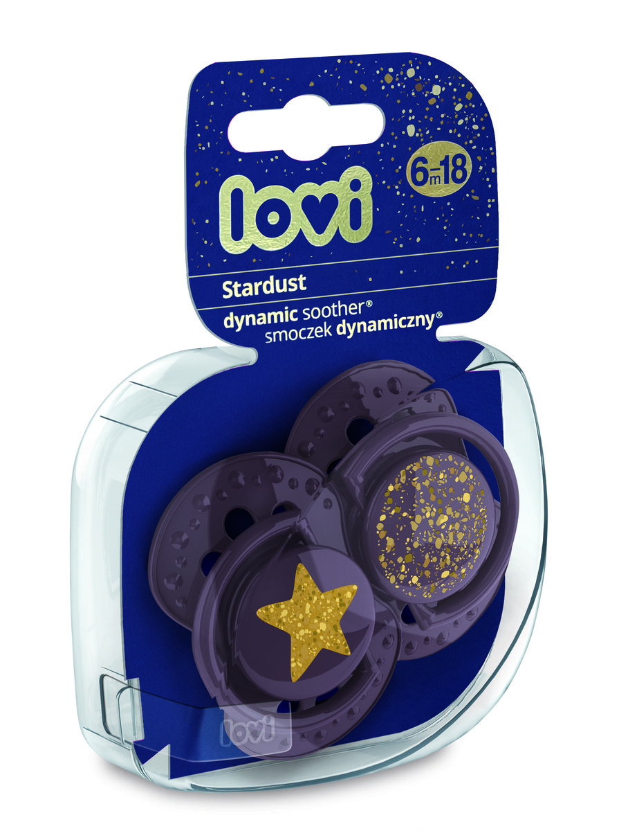 LOVI Lovi Smoczek silikonowy dynamiczny 6-18m Stardust violet 2szt