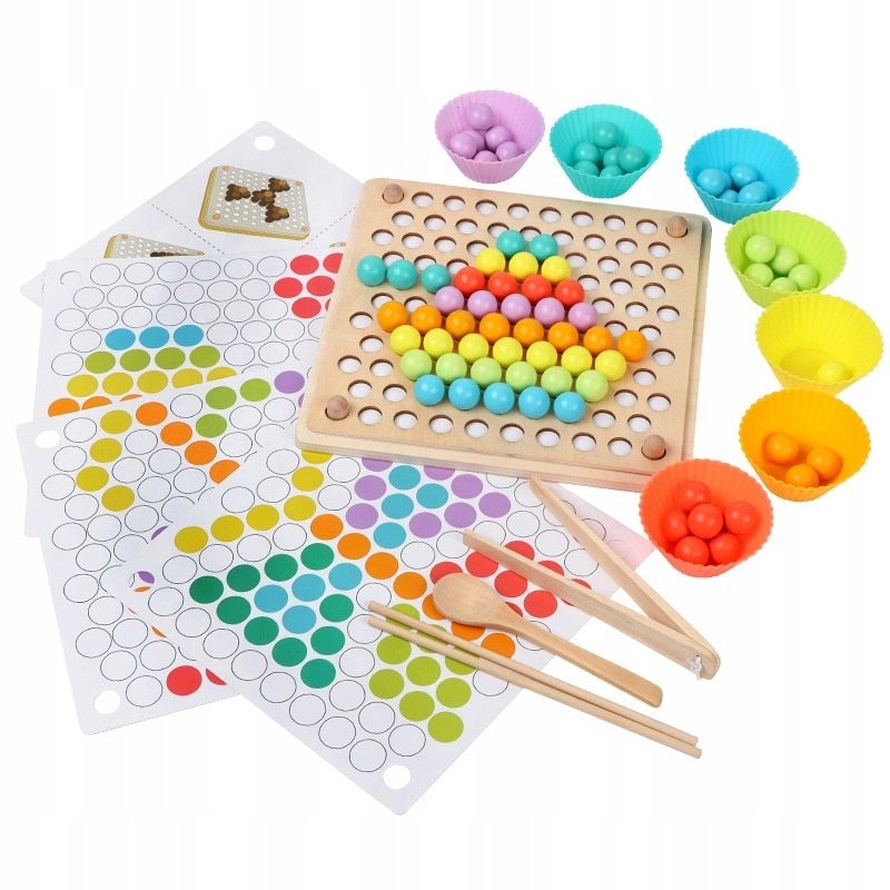 Lt283 Drewniana Układanka Montessori Mozaika Kulki