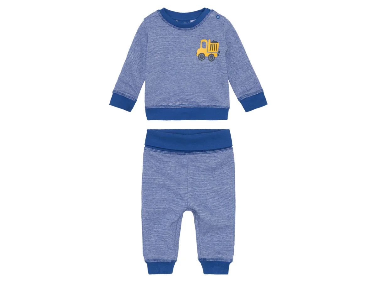 lupilu® Dres niemowlęcy dla chłopca (bluza + spodnie) (50/56, Niebieski/szary)