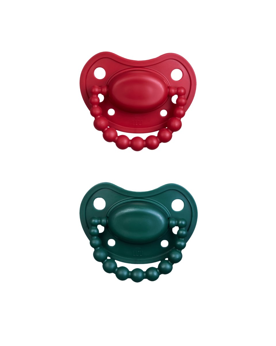 LUU - Smoczki pozycjonujące 2szt., holygreen + santa red 0-3m