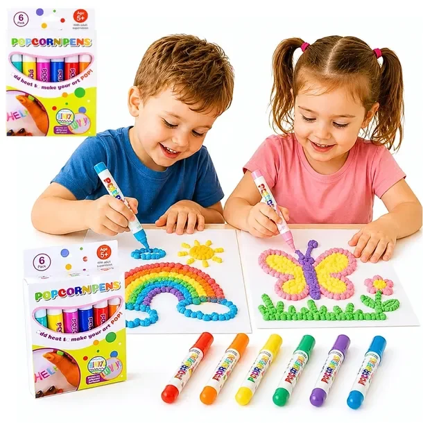 MAGICZNE MAZAKI Popcorn Pens EFEKT 3D Wypukły PUSZYSTY ROSNĄCY RYSUNEK