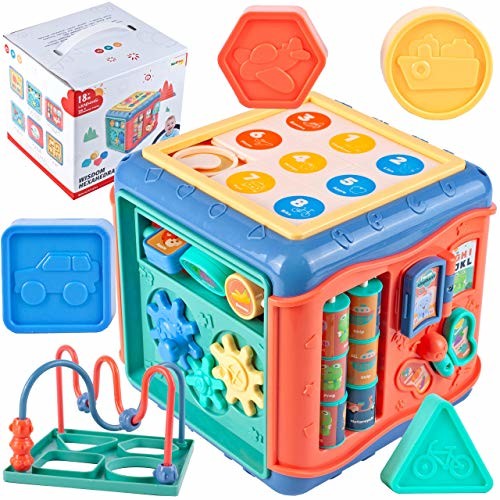 MalPlay MalPlay 5901924222095 Kostka Edukacyjna | Interaktywna | Sorter | Układanka Sensoryczna | Kolorowe Klocki | 7w1 | Edukacyjna zabawka dla Dziecka 5901924222095