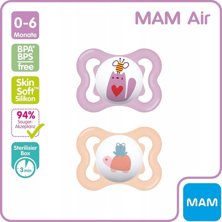 MAM AIR smoczek uspokajający 0-6m 2szt.