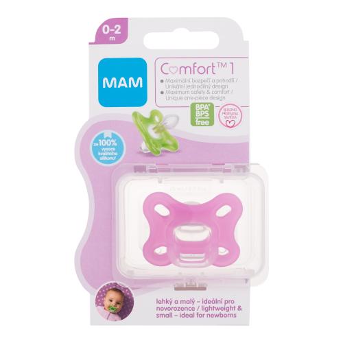 MAM Comfort 1 Silicone Pacifier 0-2m Pink smoczek 1 szt dla dzieci