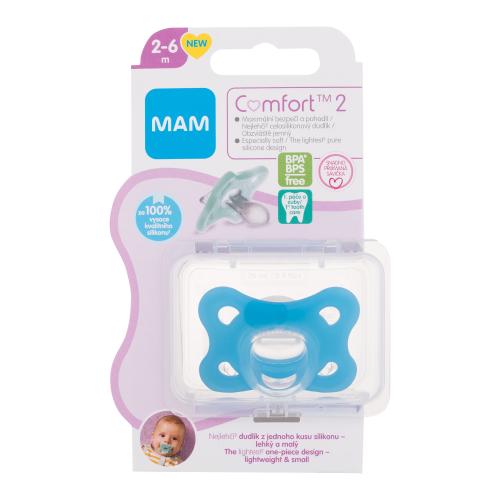 MAM Comfort 2 Silicone Pacifier 2-6m Blue smoczek 1 szt dla dzieci