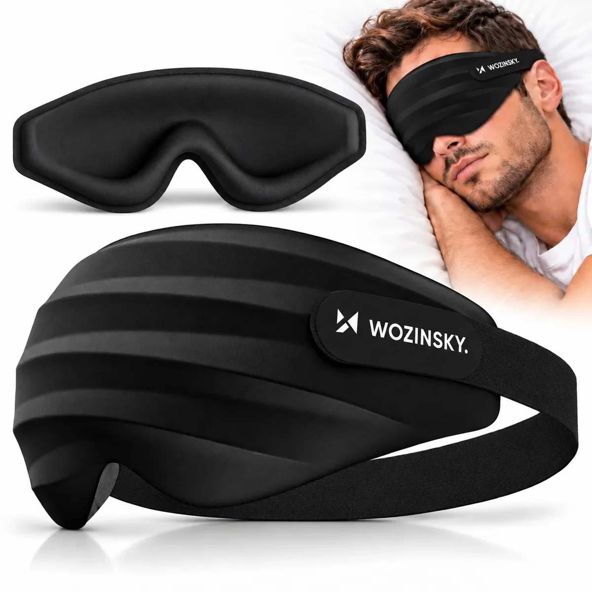 MASKA DO SPANIA MEDYTACJI OPASKA NA OCZY ZACIEMNIAJĄCA PODRÓŻNA MEMORY FOAM czarny poliester uniseks