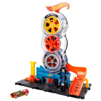 Mattel Hot Wheels City Wyścigowy warsztat opon zestaw -