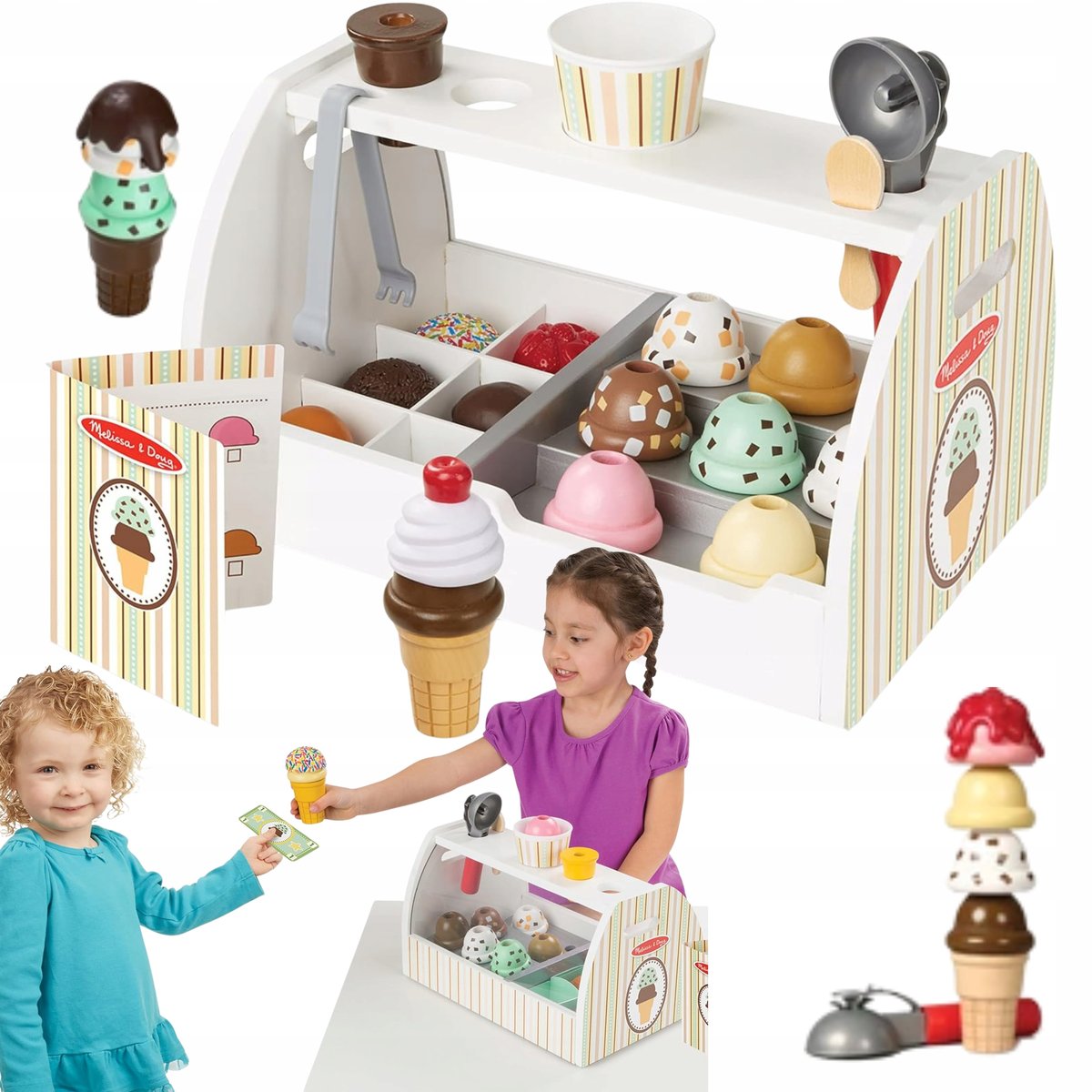 Melissa & Doug Lodziarnia drewniana 28 el. Montessori sklep odgrywanie ról