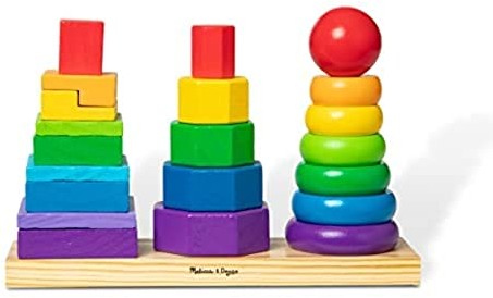 Melissa & Doug Melissa & Doug Geometryczny układacz | Rozwojowa drewniana zabawka | Umiejętności motoryczne | Rozwiązywanie problemów | 2+ | Prezent dla chłopca lub dziewczyny LCI567
