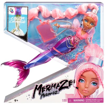 Mermaze Mermaidz Mermaze Mermaidz HARMONIQUE Lalka modowa o kształcie syreny ze zmieniającym kolor ogonem w ciepłej wodzie i jasnoróżowymi włosami Strój i akcesoria W pełni ruchoma Dla dzieci w wieku 4 580805