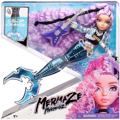 Mermaze Mermaidz Mermaze Mermaidz RIVIERA Lalka modowa o kształcie syreny ze zmieniającym kolor ogonem w ciepłej wodzie i fioletowymi kręconymi włosami Strój i akcesoria W pełni ruchoma Dla dzieci w wieku 4 580812