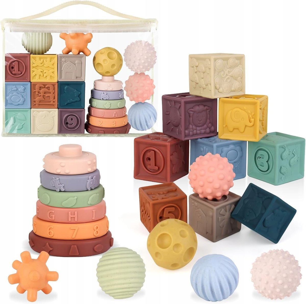 Miękkie Klocki Dla Niemowląt Kulki Sensoryczne Zestaw Dla Dzieci Prezent