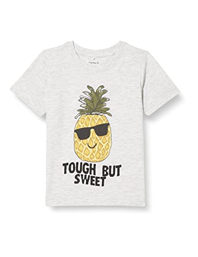 NAME IT Baby Boys NMMBRILLE SS TOP Box koszulka z krótkim rękawem, jasnoszary melanż, rozmiar 86, jasnoszary melanżowy, 86